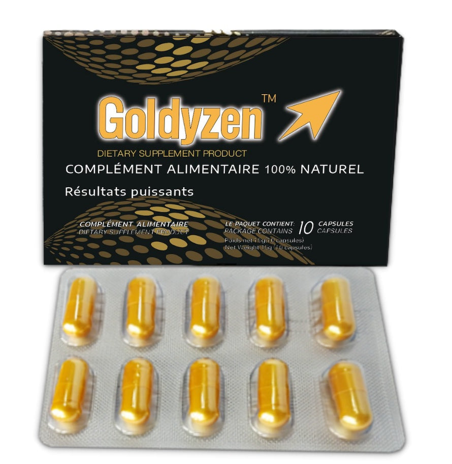 Goldyzen Complexe de Ginseng, de ginkgo biloba et de gingembre noir - Complément alimentaire 100% à base de plantes, pour Homme– 10 Gélules